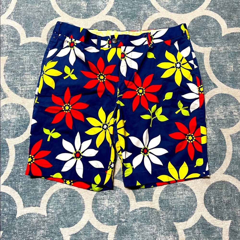 Loudmouth Men's Vibrant Floral Flat Front Shorts - Red, Yellow, White, Blue